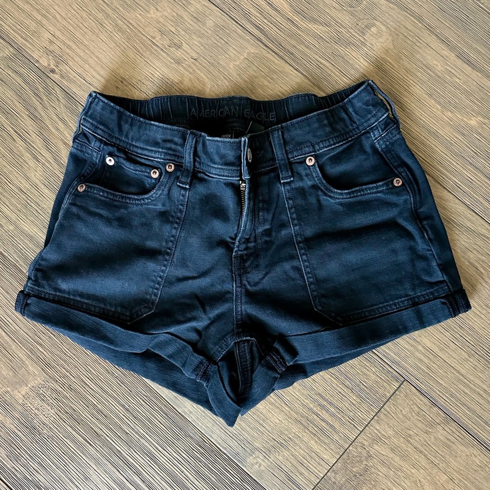 American Eagle Outfitters Women's Black Denim Shorts - size 0, fits up to 4